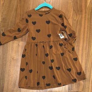 mini rodini Brown Heart Pattern Kids Dress